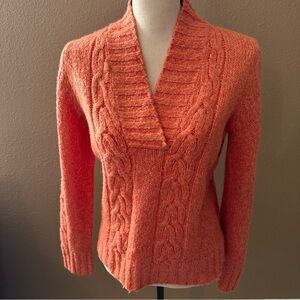 BOBO Orange Cable Knit Shawl Collar Sweater, Women’s Size S